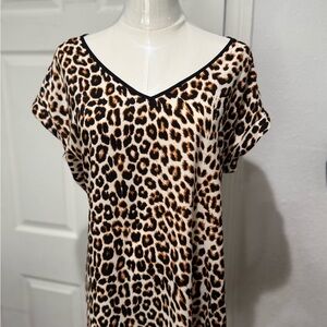 Express Leopard Print Top in Cream and Brown